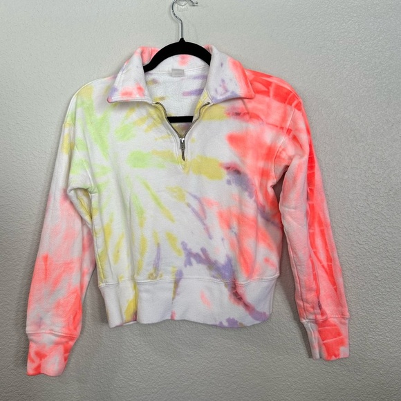 RE/DONE x Hanes Neon Space Dye 70s Half Zip Tie Dye Sweatshirt - Picture 1 of 5